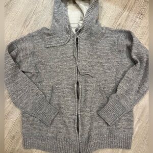 Eddie Bauer Wool Blend Grey Full Zip Hoodie Jacket Medium